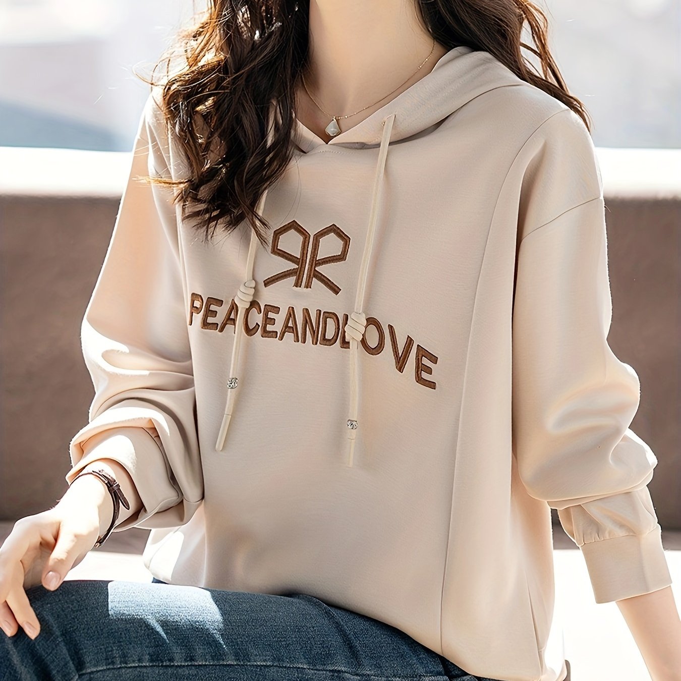 Women's Embroidered Hoodie Long Sleeve Spring Autumn Slim Fit Top