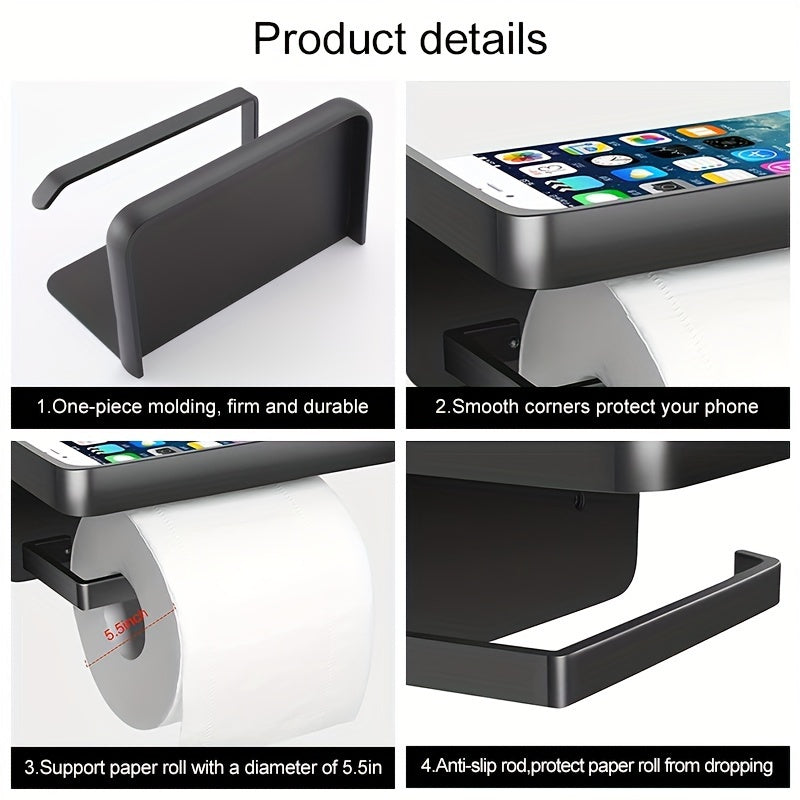 Toilet Paper Holder with Shelf Bathroom Storage Organizer