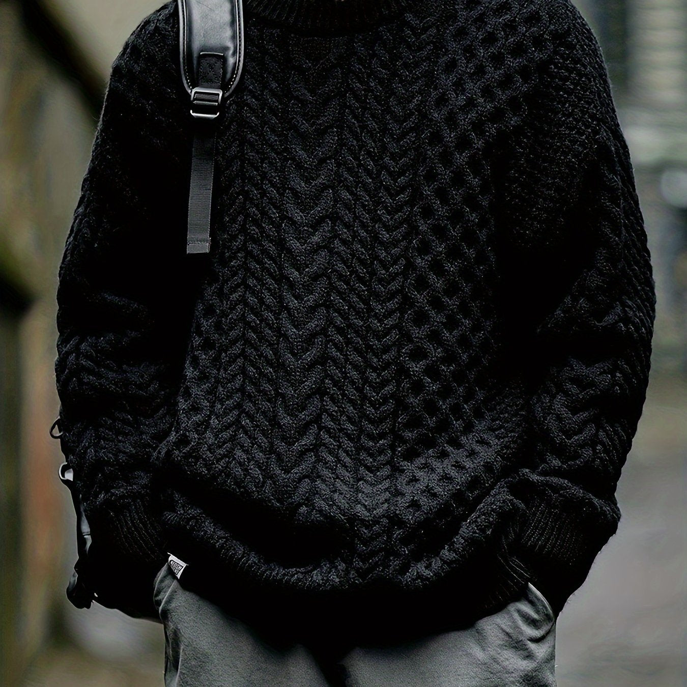 Men's Plus Size Cable Knit Sweater Fall Winter Crew Neck Acrylic Casual