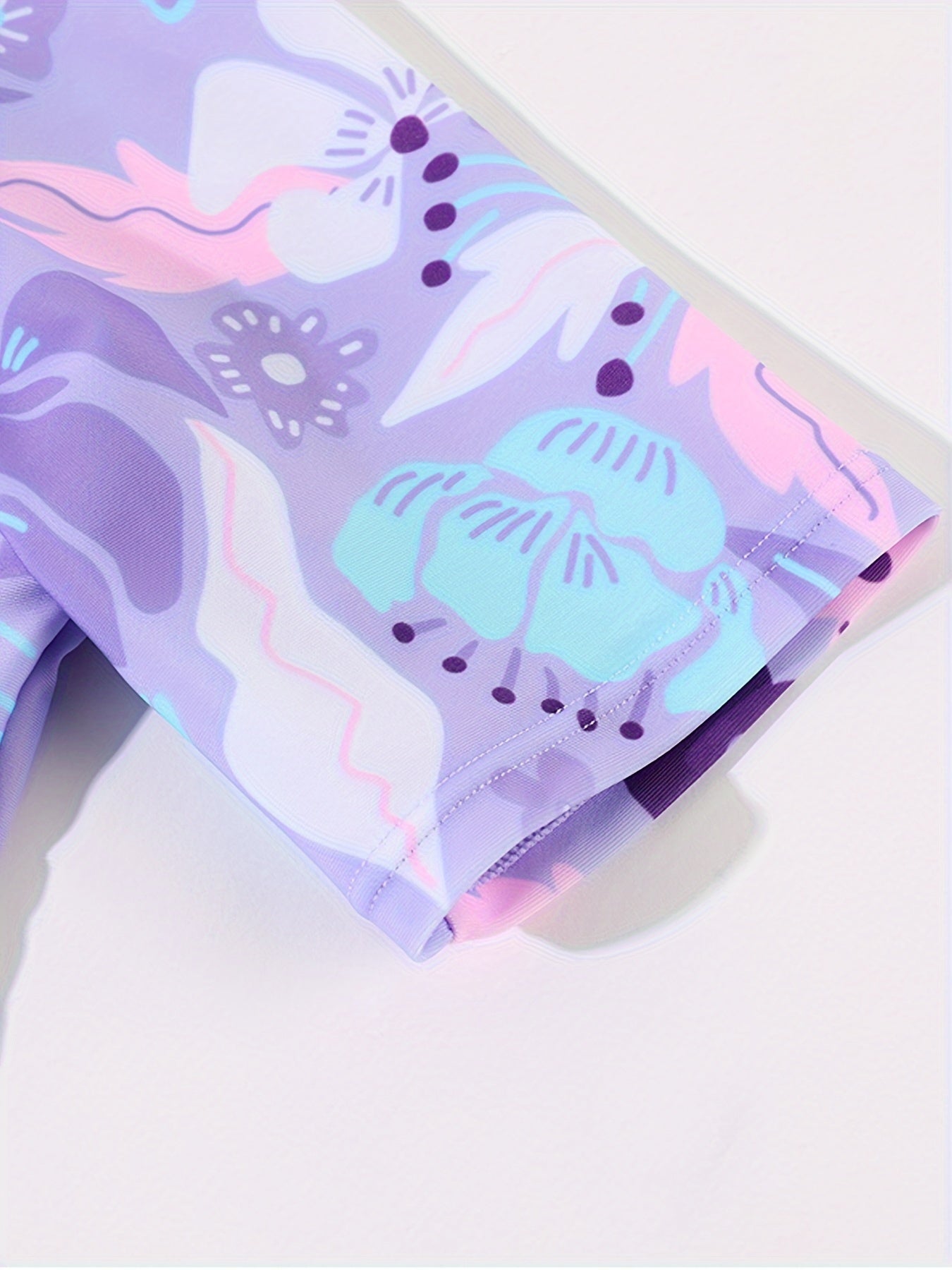 Летний купальник для девочек с коротким рукавом, с цветочным принтом, для возрастов 3-16 лет, с молнией и расклешённым подолом