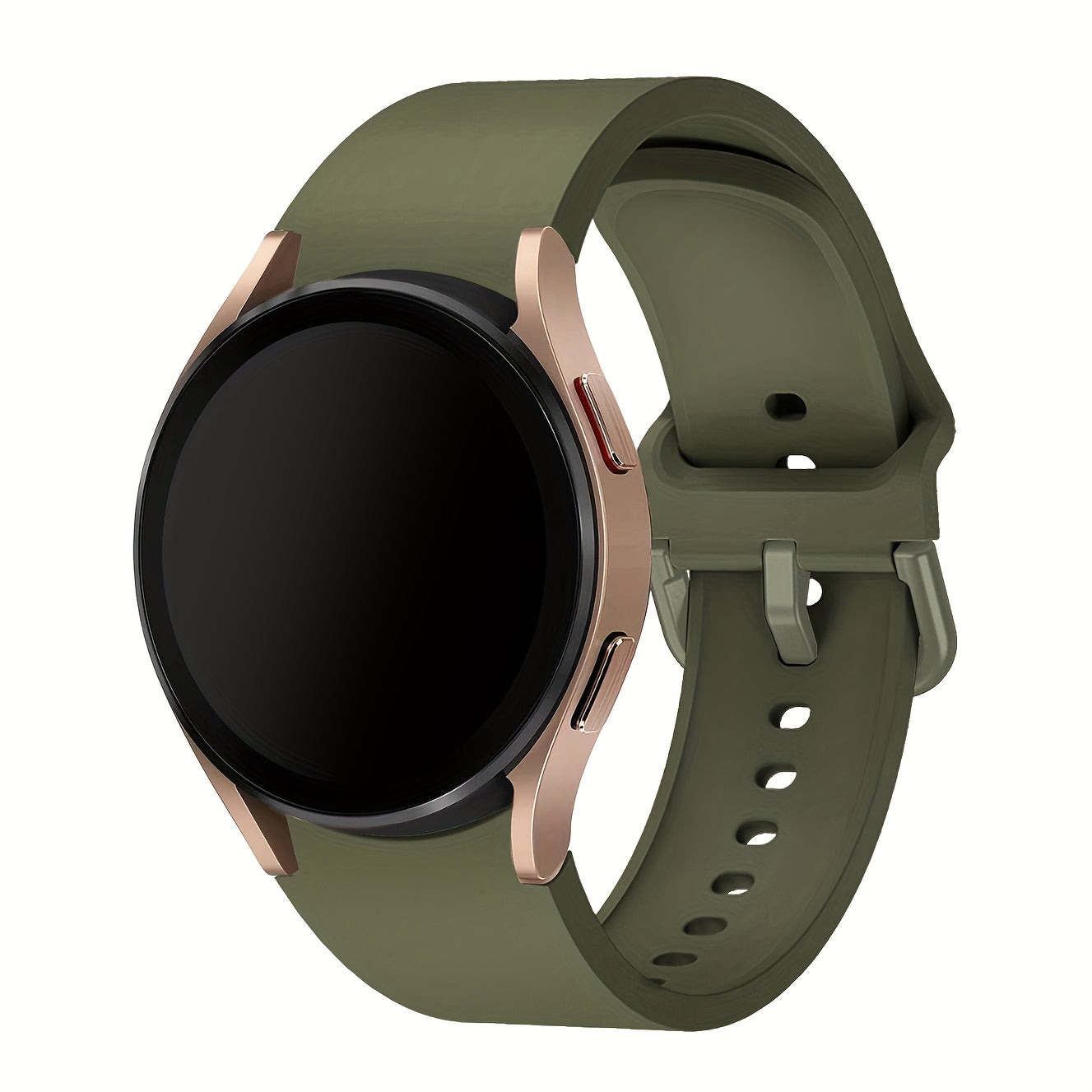 Непрерывный мягкий силиконовый водонепроницаемый ремешок для часов, совместимый с Samsung Galaxy Watch 7/6/5/4. Доступен в розовом, желтом и розовом золоте с застежкой из нержавеющей стали. Удобная посадка для мужчин и