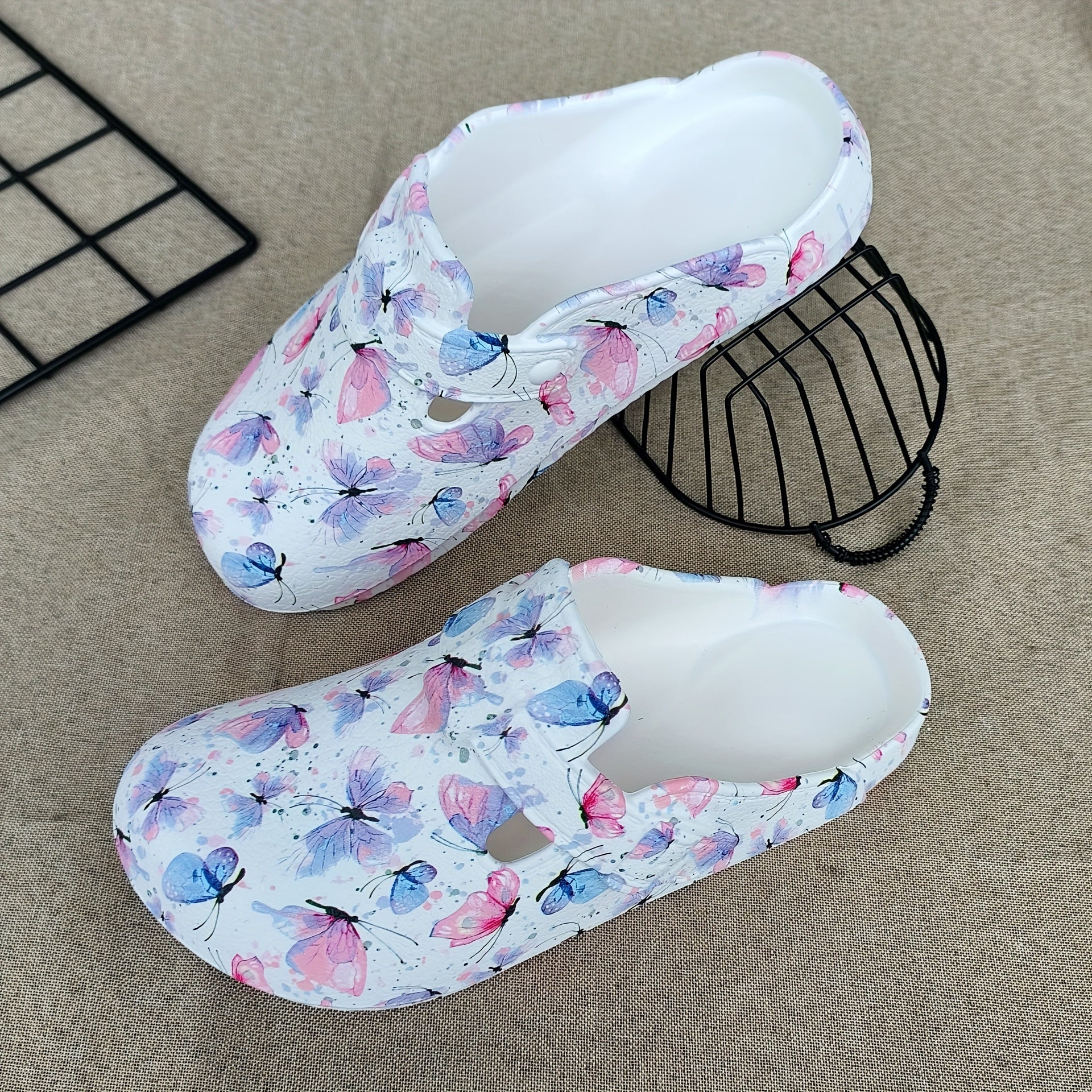 Women's Lightweight Casual Slip-On Loafers with Floral Print EVA Shoe
