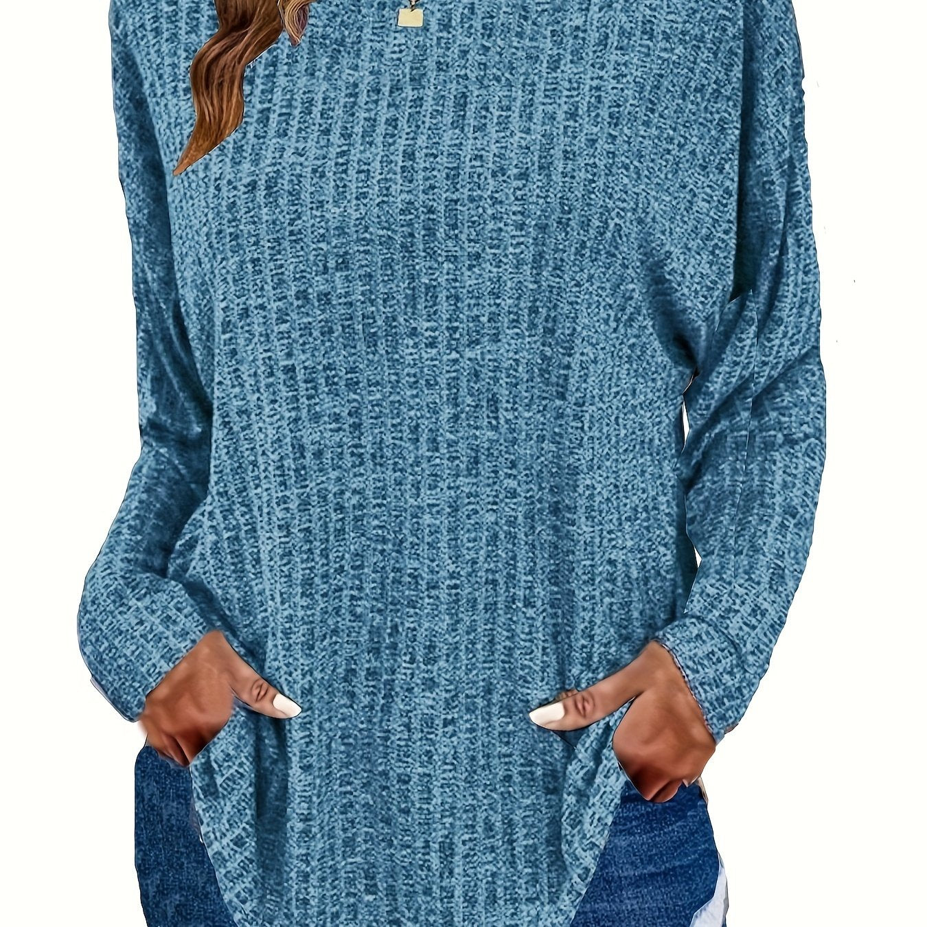 Plus Size Women's Cozy Long Sleeve Pullover Sweater Fall Winter Layering