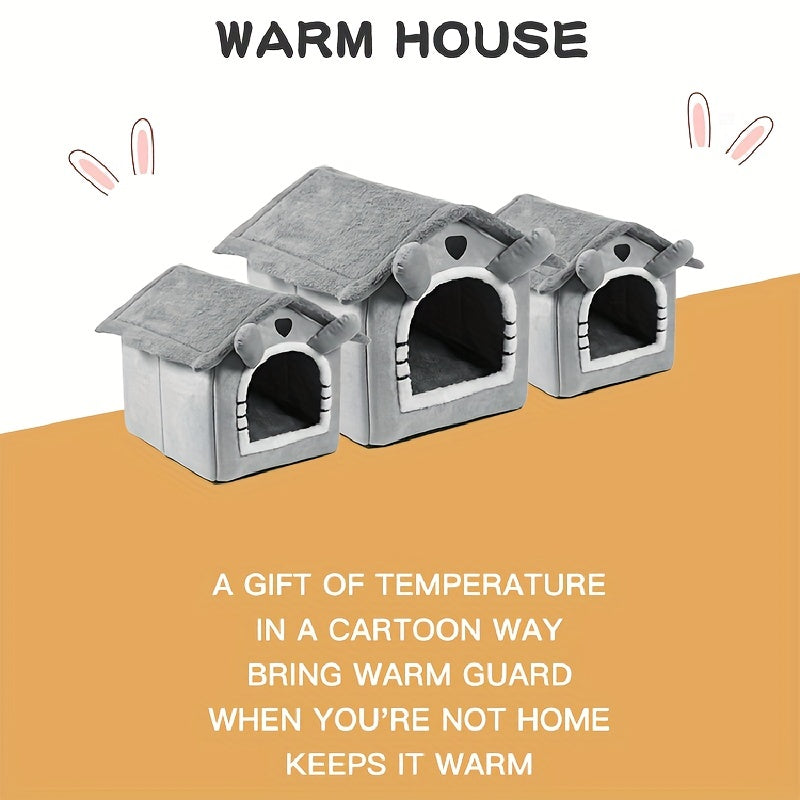 Foldable Washable Cat Bed with Non-Skid Bottom Indoor Use