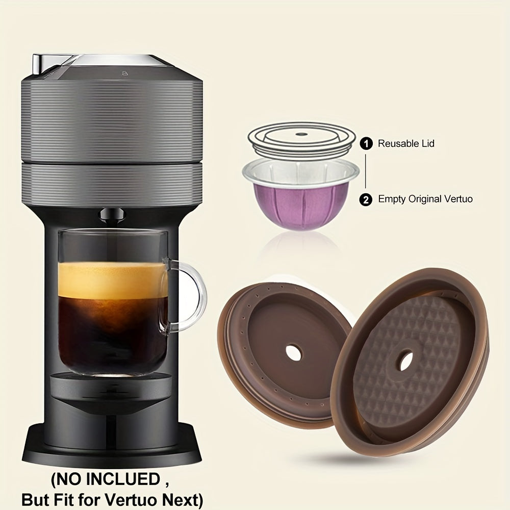Reusable Coffee Capsule Lids Pack for Nespresso Vertuo with Scoop and Brush
