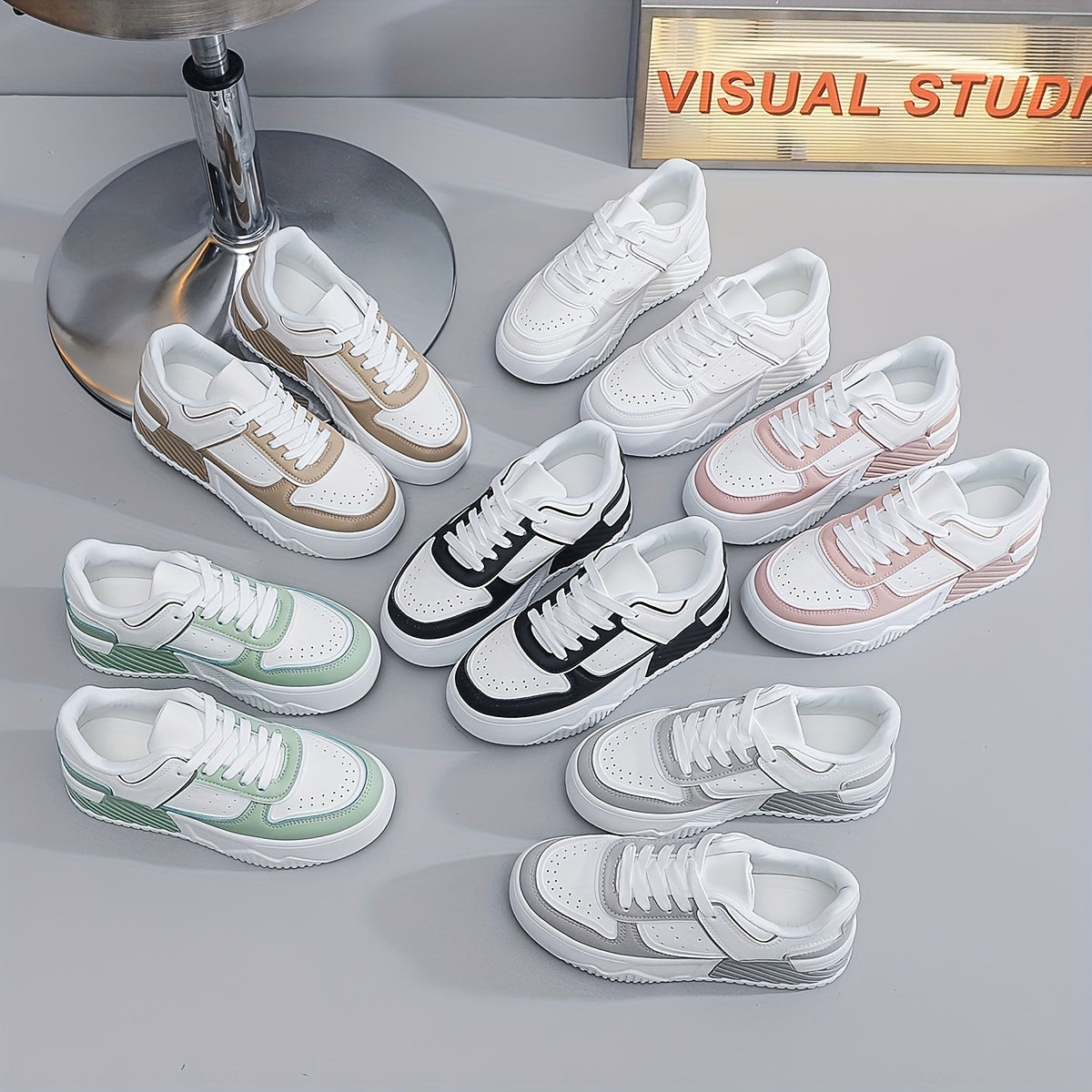 Women’s Fashion Sneakers Women’s Casual Lace-Up Sports Shoes with Wedge Heel