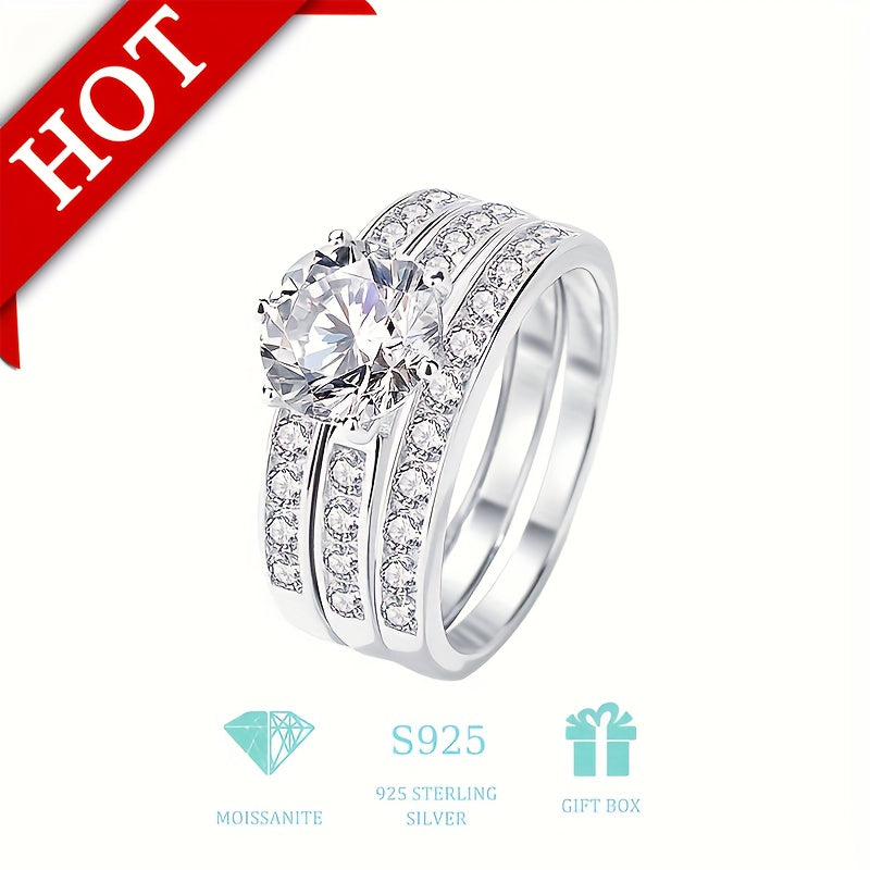 2 Carat Moissanite Eternity Ring in Sterling Silver for Wedding Engagement Anniversary