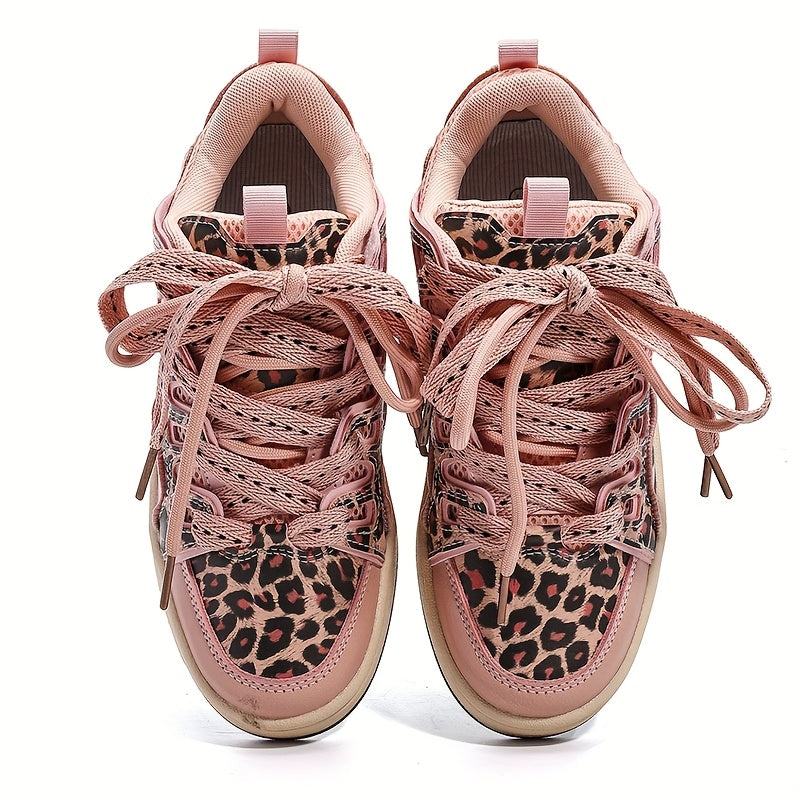 Unisex Leopard Print Low-Top Sneakers Casual Breathable Fabric EVA Sole