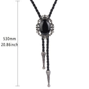 Men's Bolo Tie Faux Gemstone Necklace Western Cowboy Shirt Accessory