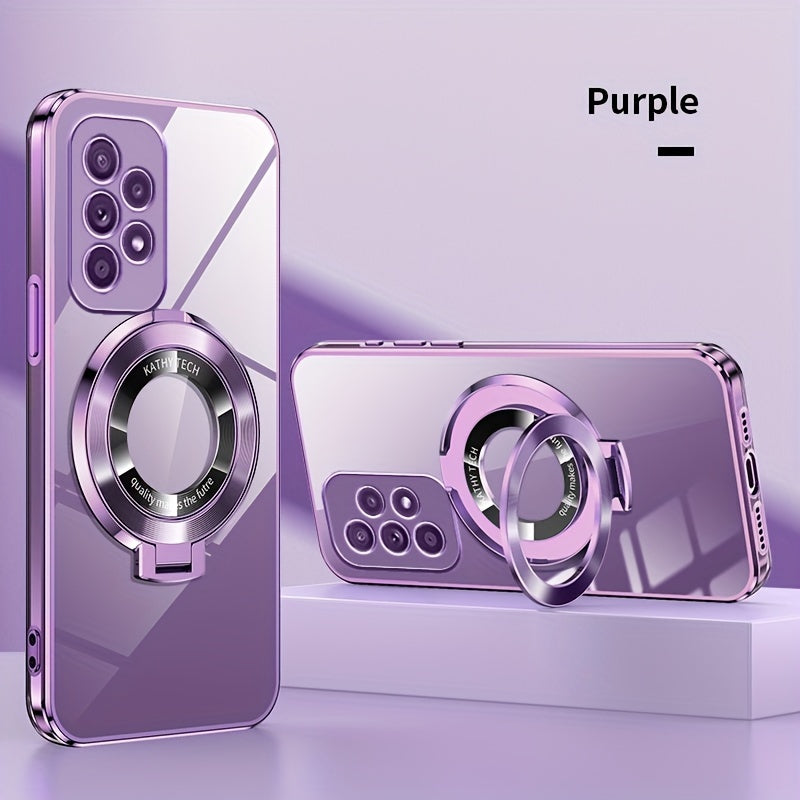 Electroplated Galaxy Phone Case with CD Holder Fall Protection Camera Guard for Samsung Galaxy Series