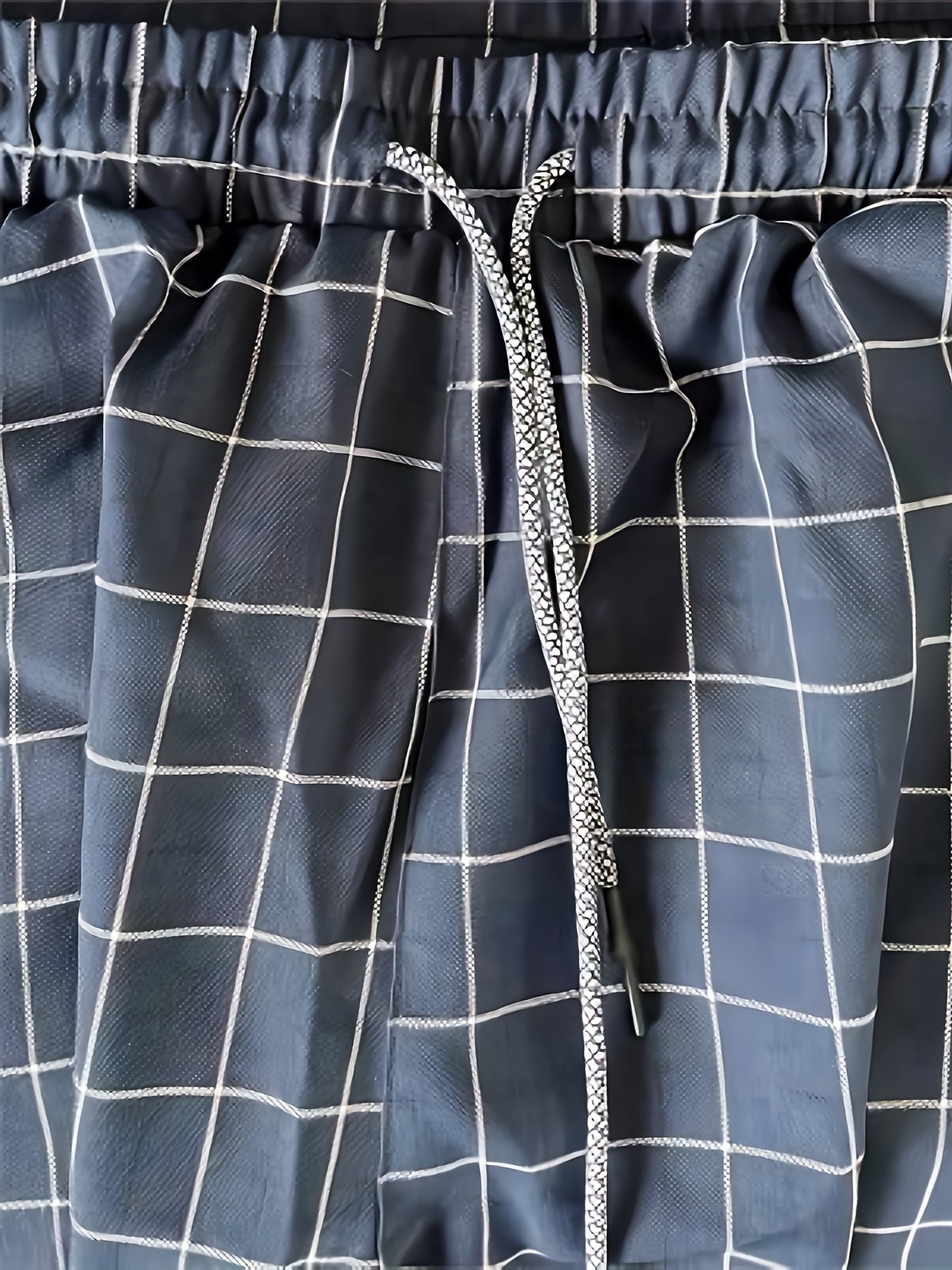Plus Size Men's Casual Plaid Polyester Pants Set of 2 All-Season