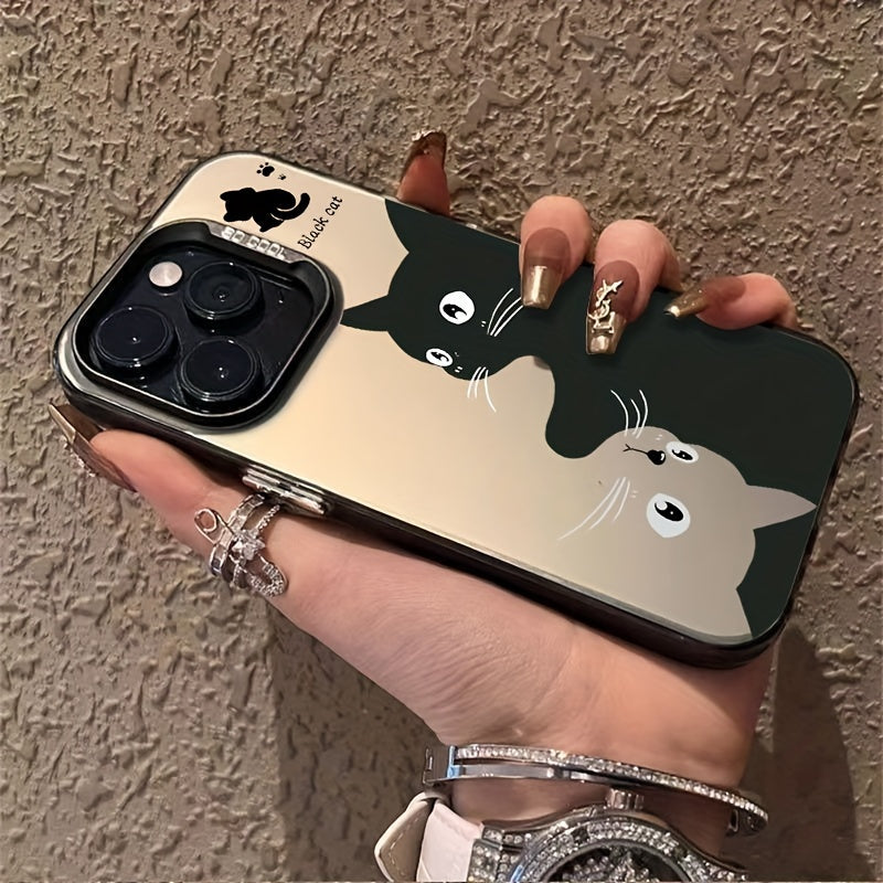 Upside-Down Cat Phone Case for iPhone Anti-Fall Non-Slip Acrylic Protective Cover