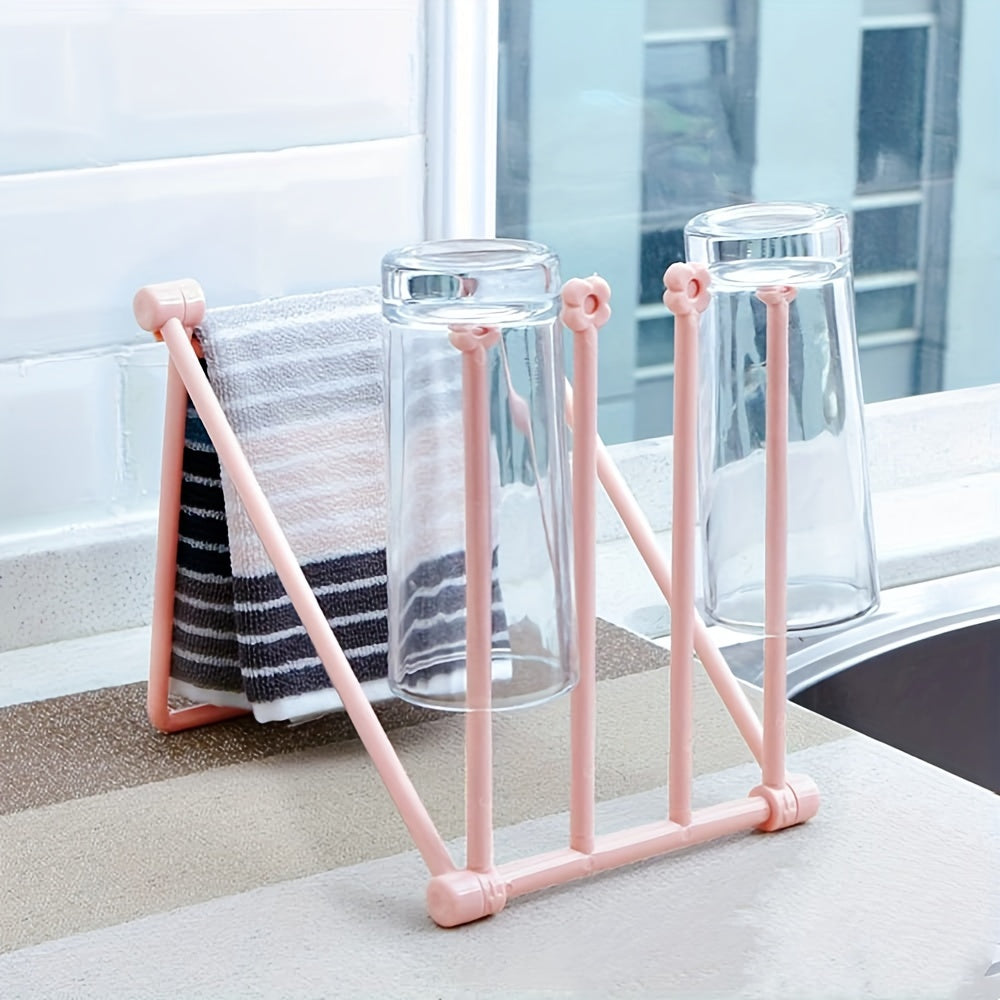 Foldable Kitchen Rag Rack for Drying Dishcloths Towel Bar Desktop Holder