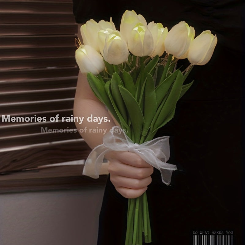 Set of 10 Tulip LED Simulation Bouquet Night Light Hand Bouquet Table Lamps for Room Decor