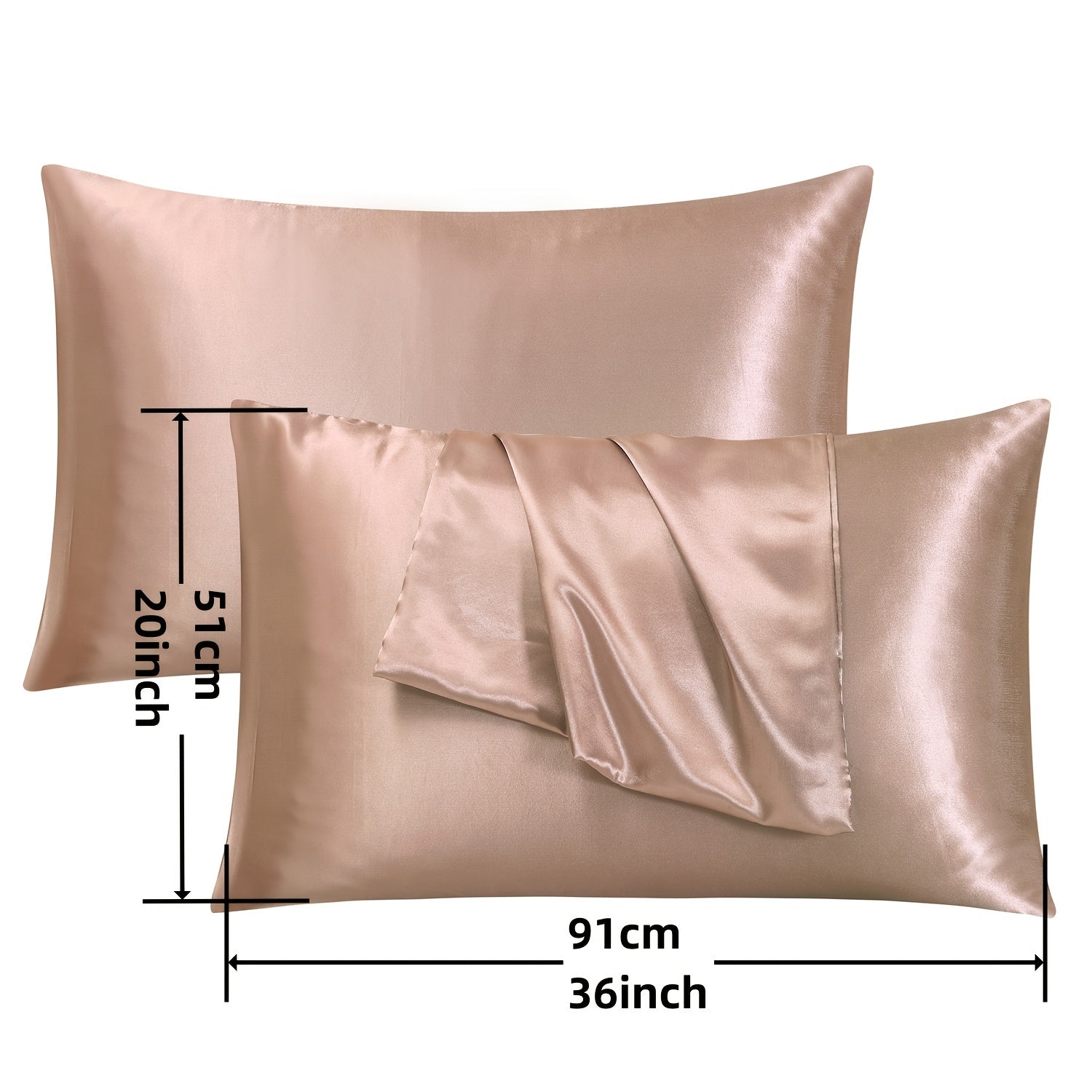 Set of 2 Soft Satin Pillowcases Hair Skin Friendly Envelope Closure