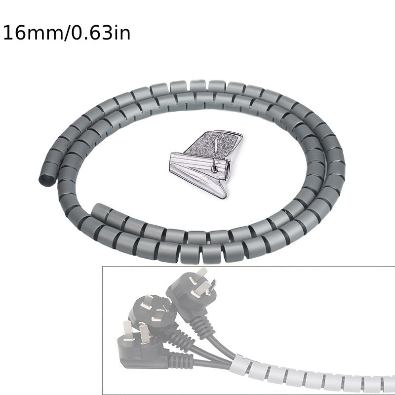 Spiral Cable Organizer 4.98m Flexible Cord Management Tube for Desk Tidy