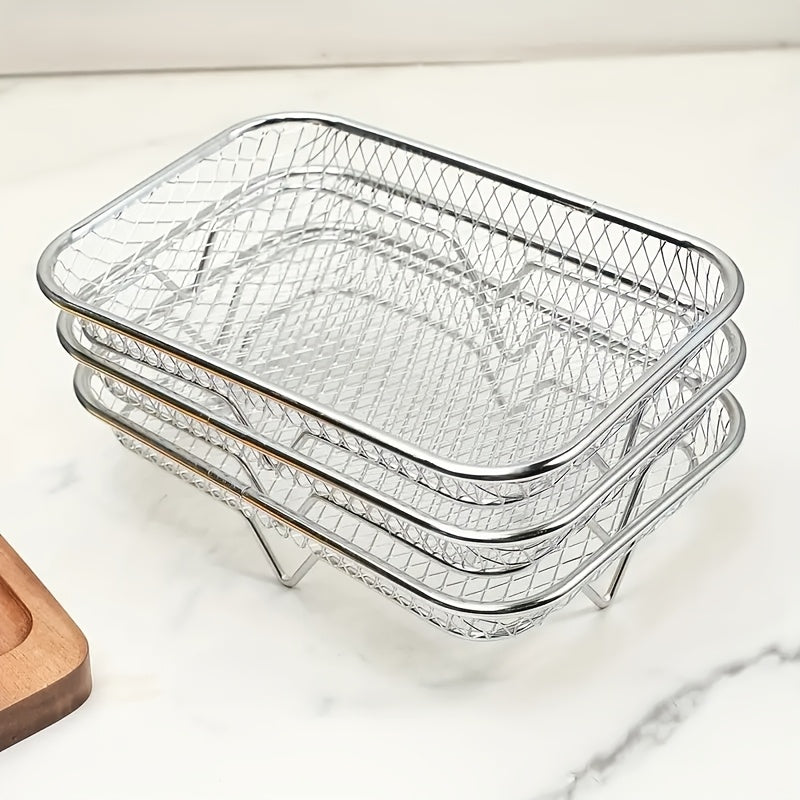 3-Piece Stainless Steel Air Fryer Accessories Non-Stick Rack Multi-Use Compatible with Most Air Fryers