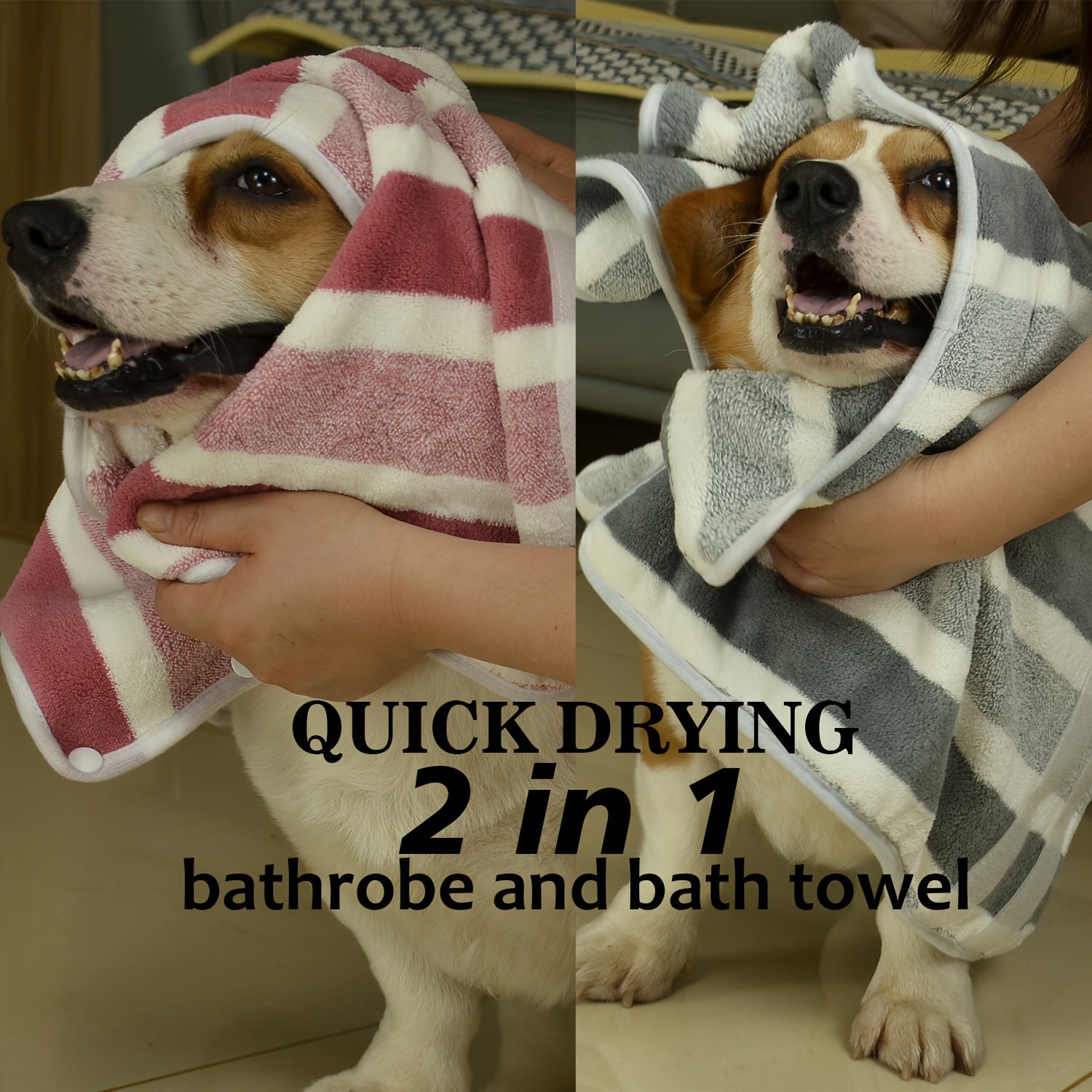 Water-Absorbing Dog Bathrobe for Wet Dogs Quick-Dry Polyester Towel for Baths Walks Swimming