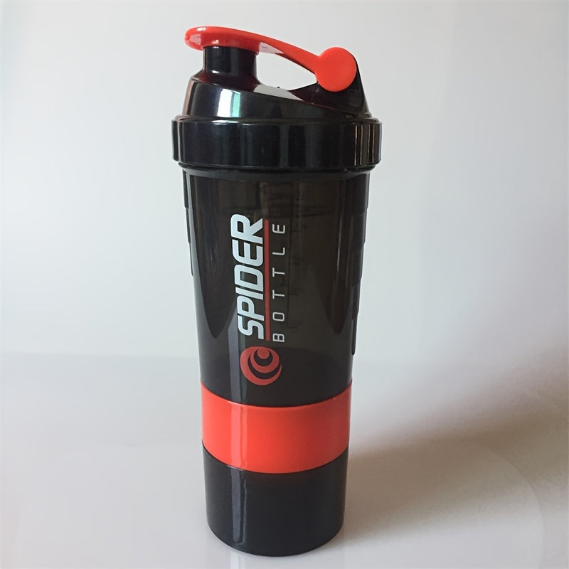 16oz Sports Water Bottle with Non-Slip Three-Layer Design and Leak-Proof Shake Mixer