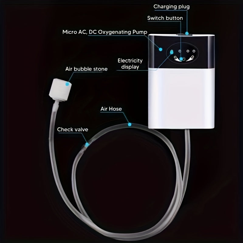 Rechargeable Portable Aquarium Air Pump with 1 Meter Tube for Fish Tank Breeding