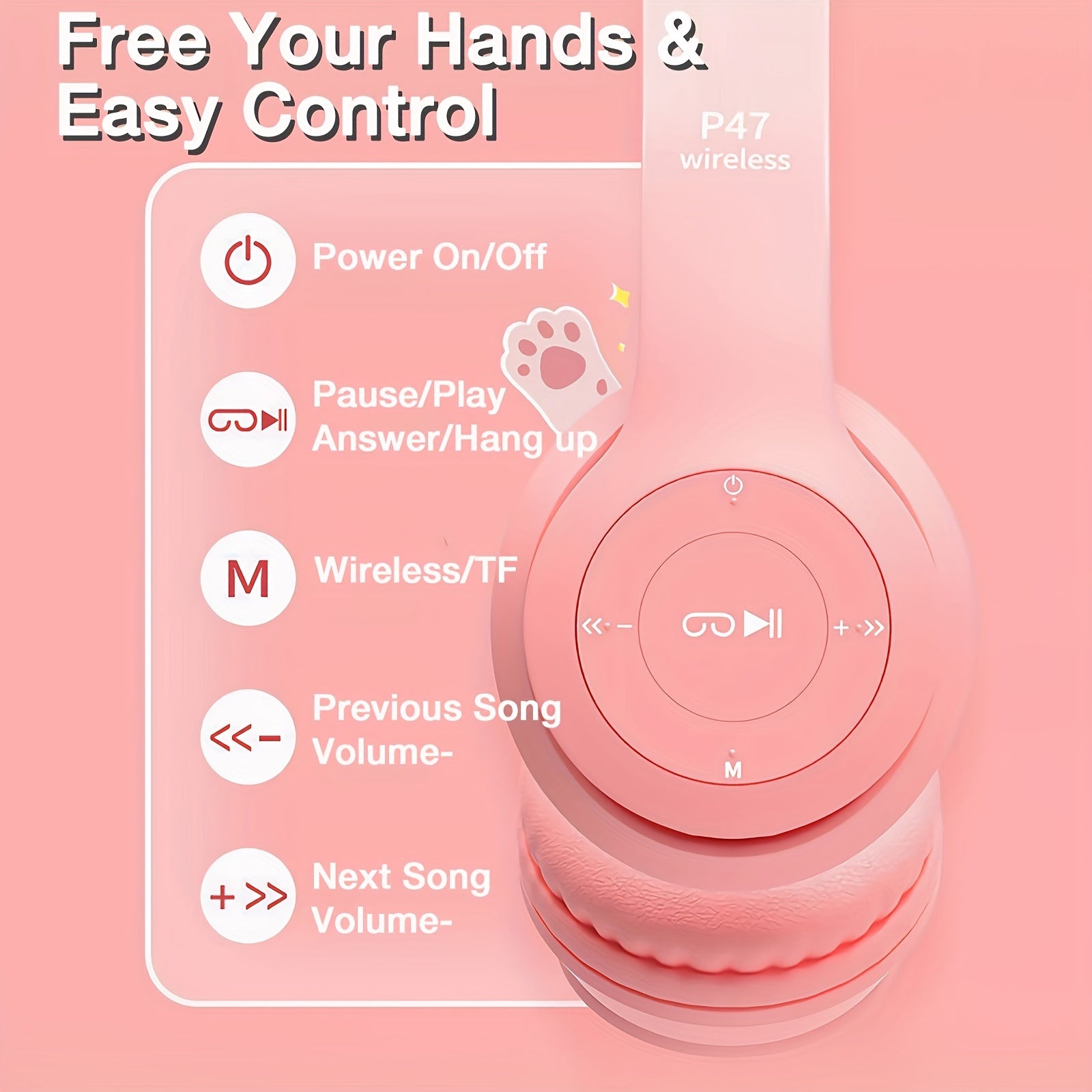 Auriculares inalámbricos over-ear con cancelación de ruido, duración de reproducción de 20H, diseño plegable