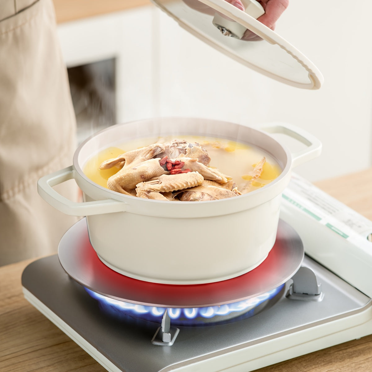 Stainless Steel Heat Transfer Plate with Removable Handle for Household Gas Stoves