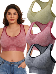 Women's Plus Size Sports Bras Polyamide Mesh Low Support Removable Padding