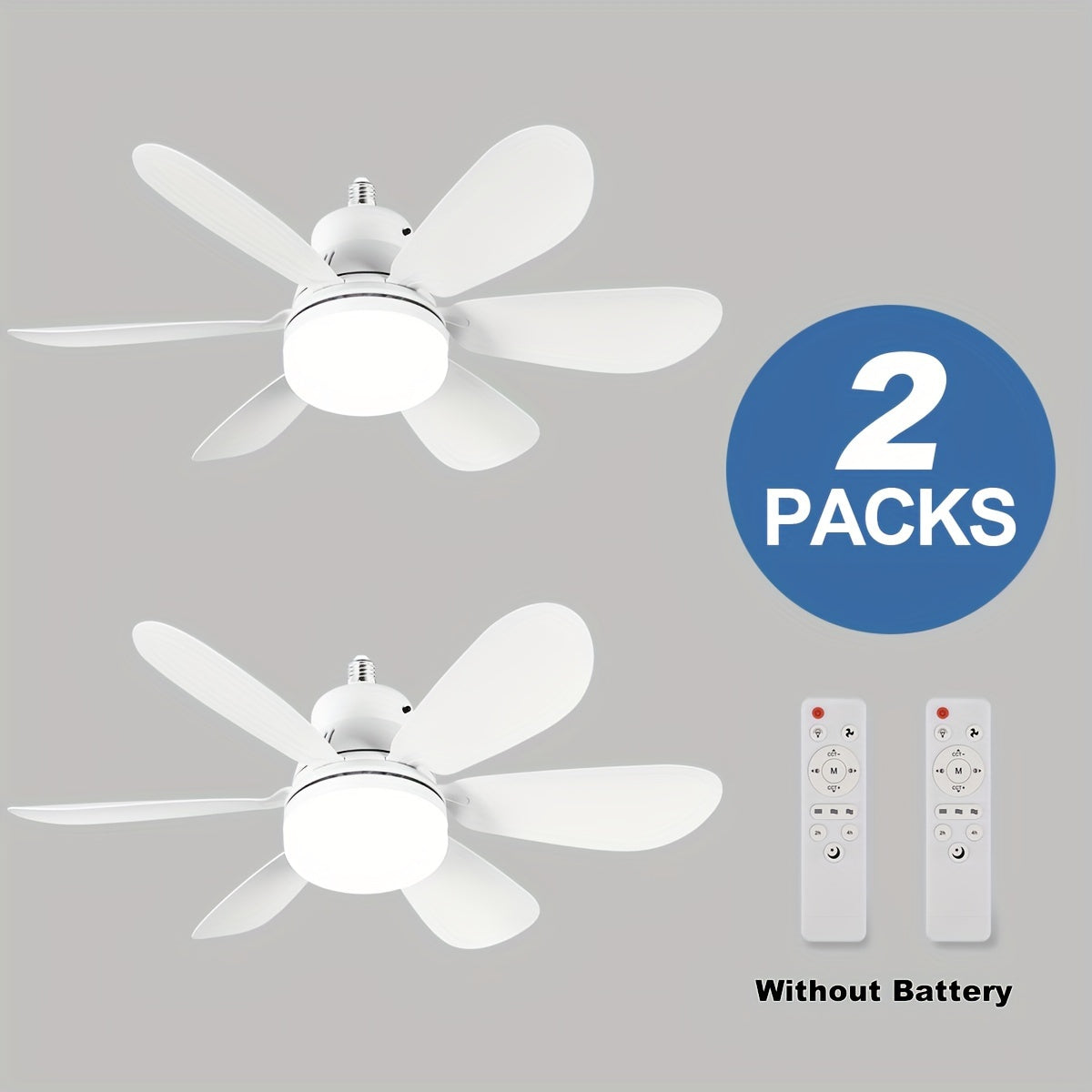2-Pack LED Smart Ceiling Fan Lights with Remote Control E26/E27 Adjustable Lighting and Speed