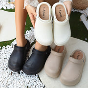 Women's Breathable EVA Sandals Non-Slip Thick Sole Beach Slippers Black Beige