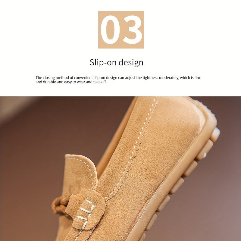 Kids Slip-On Loafers with Soft Fabric Upper Non-Slip Rubber Sole Breathable Lining All-Season