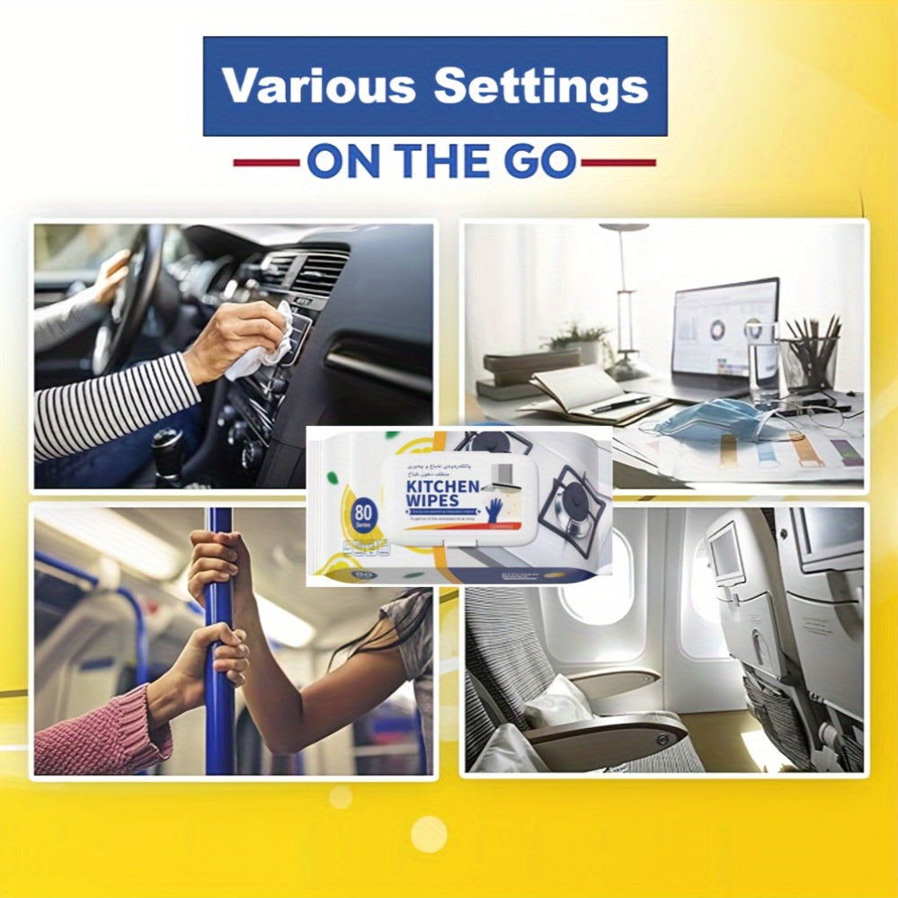 Degreasing and Stain Removing Kitchen Cleaning Wipes Pack of 80, Multi-Use