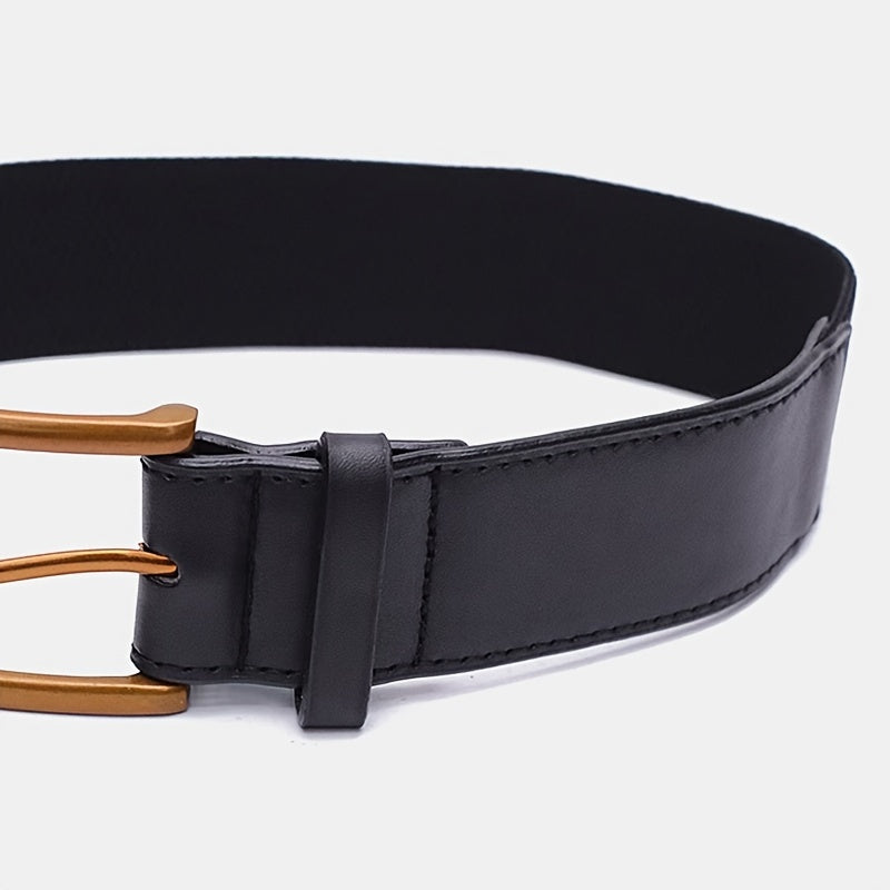 Ayollar uchun qora ikki tomonlama pinli tokchali kamar, zamonaviy kundalik aksessuar