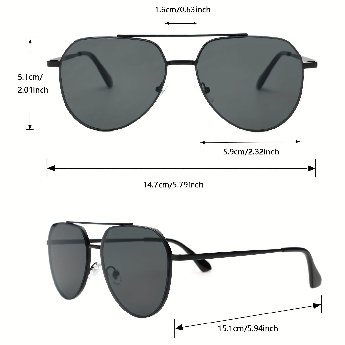 2pc Men's Geometric Double Bridge Plastic and Iron Fashion Glasses Wide