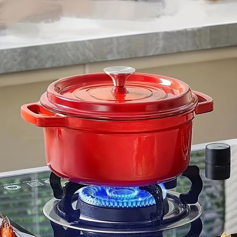 Enamel Cast Iron Pot Cookware with Non-Stick Coating Thickened Design Dual Handles for Induction Gas Stoves
