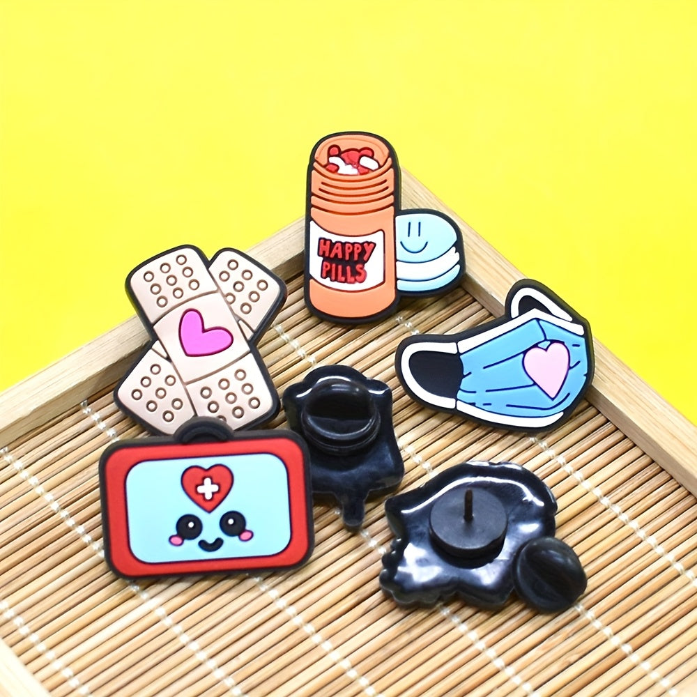 Set of 16 Plastic Pins with Medical Pattern for DIY Clothing Accessories