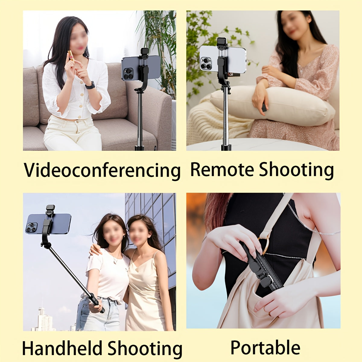 Extendable Selfie Stick with Tripod, Wireless Remote, Fill Light, Aluminum Alloy for iPhone and Android Smartphones