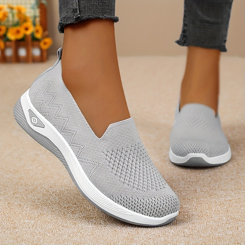 Women's Purple Slip-On Sneakers Breathable Fabric Casual Shoes