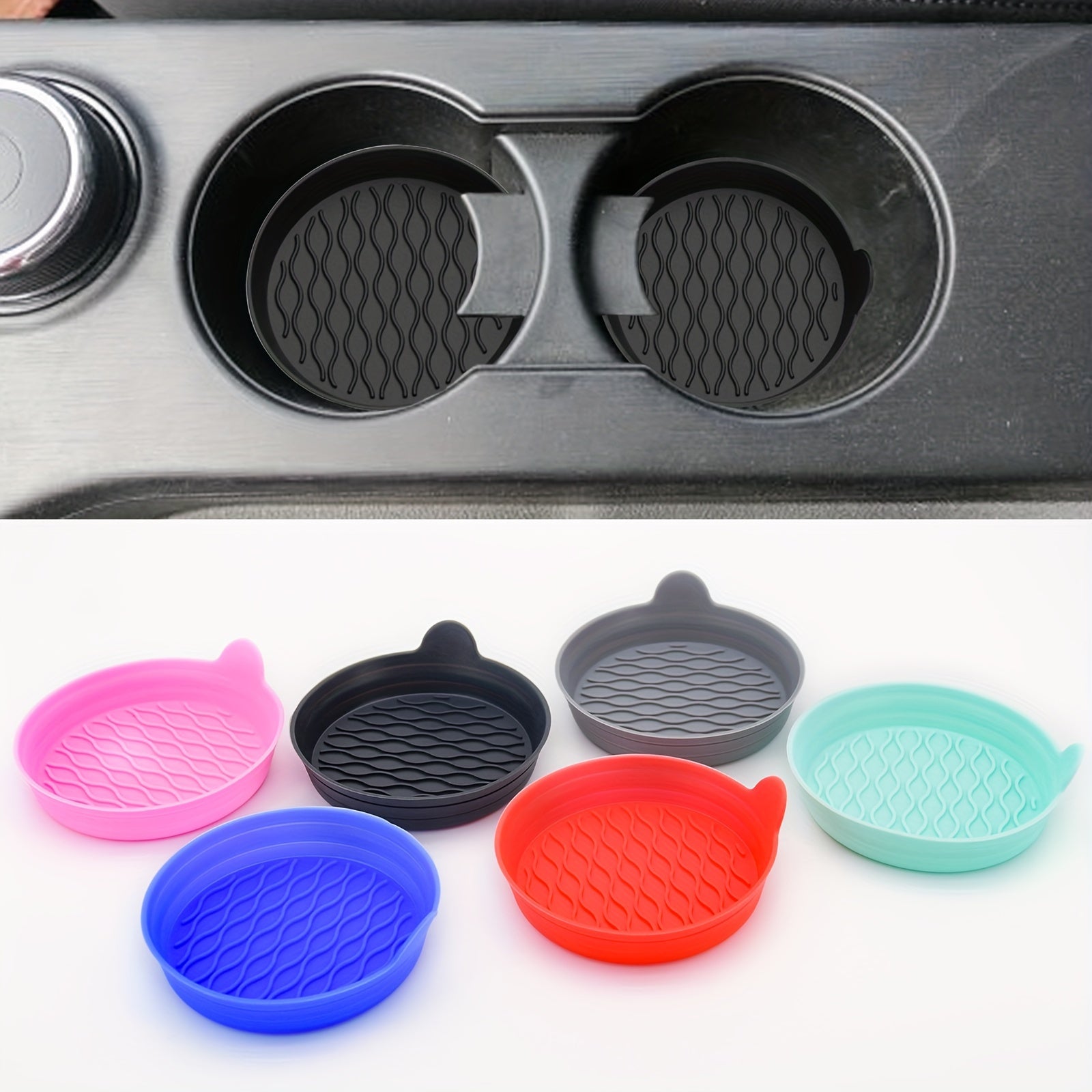 2PCS Silicone Car Coasters Non-Slip Cup Holders Durable Interior Accessories