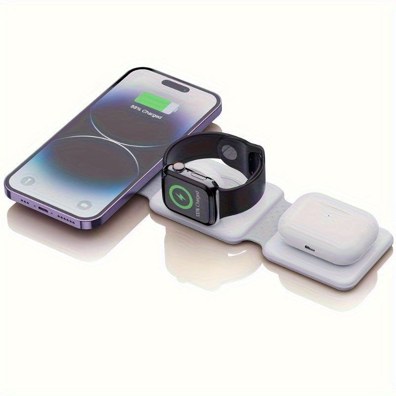 Cargador inalámbrico plegable magnético para iPhone y iWatch con conector USB-C