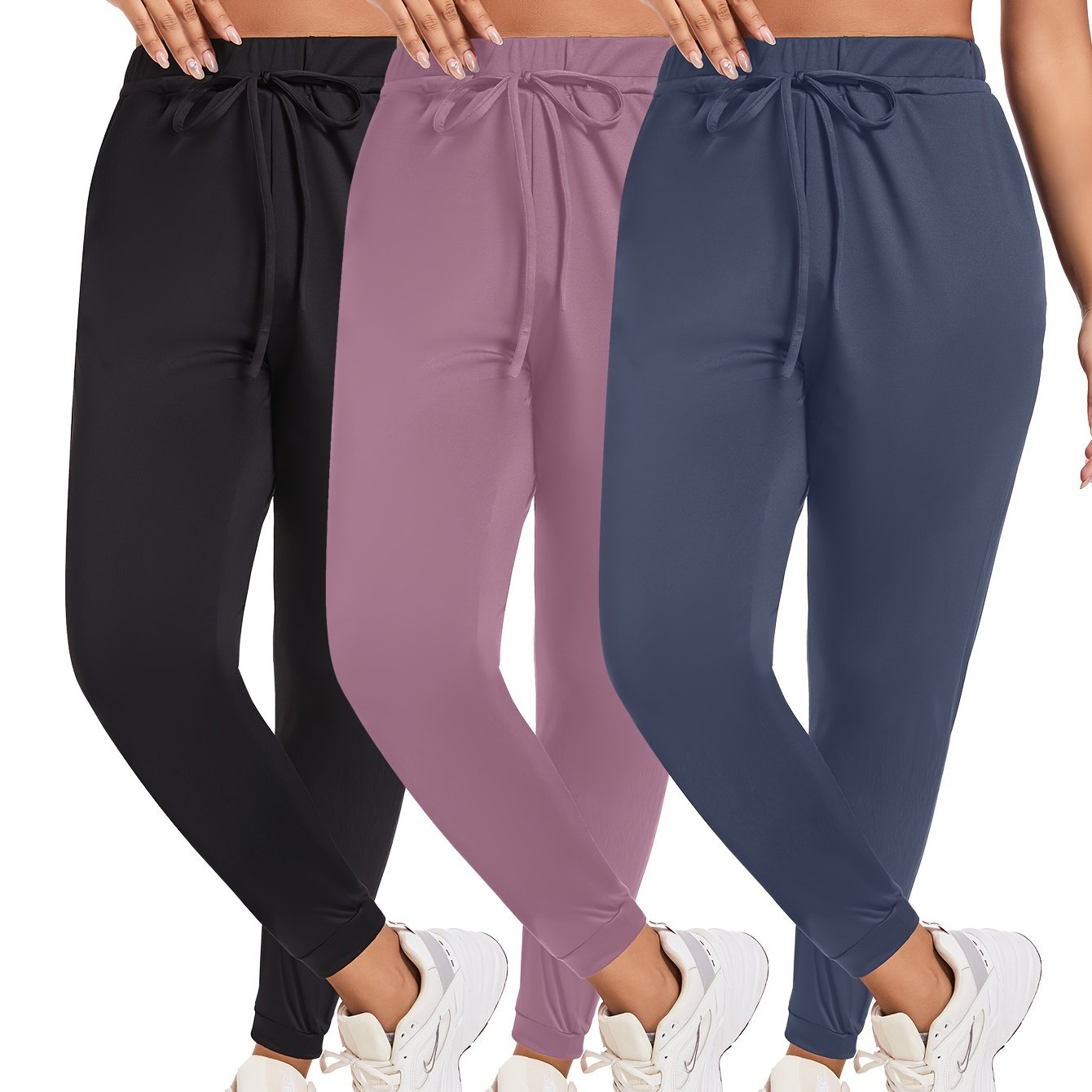 Women's Large Yoga Leggings Set 3 Piece Casual Drawstring Sports Easy Wear