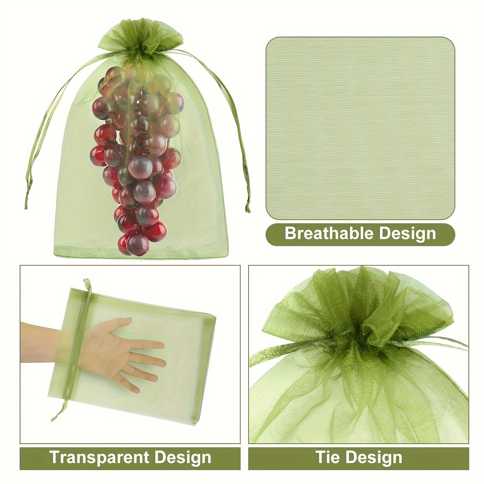 100 Reusable Mesh Fruit and Vegetable Protection Bags 20x30cm Garden Pest Barrier