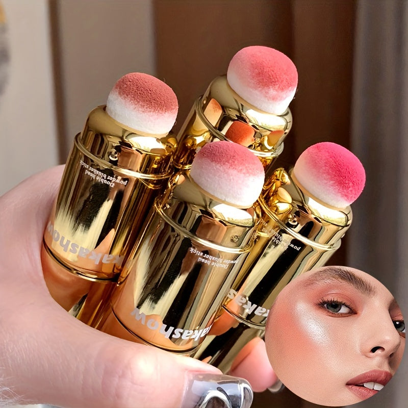 Women Waterproof Dual-Ended Blush Stick with Matte Finish Buildable Colors