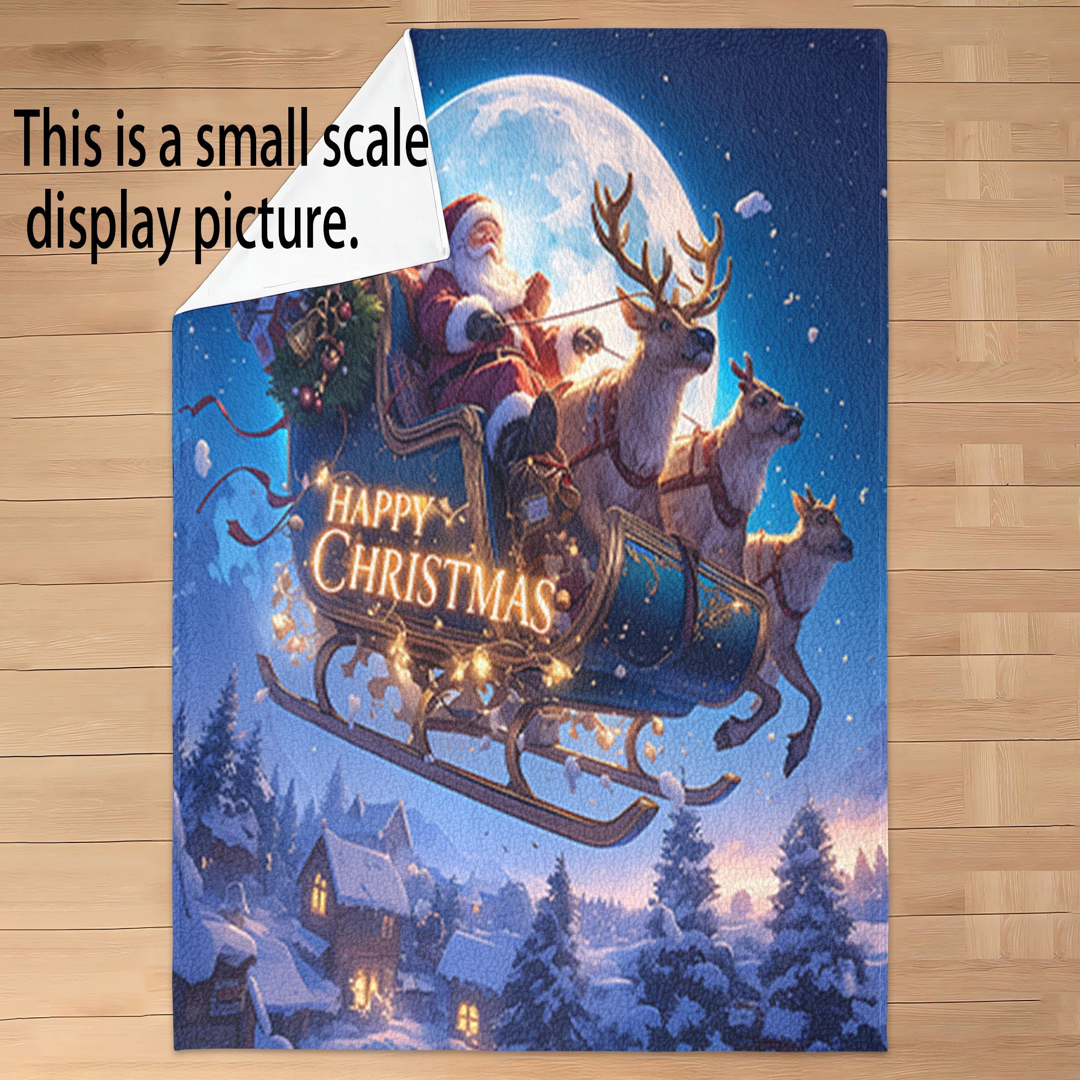 Christmas Santa Sleigh Print Flannel Fleece Throw Blanket All-Season Hypoallergenic for Travel Camping Napping