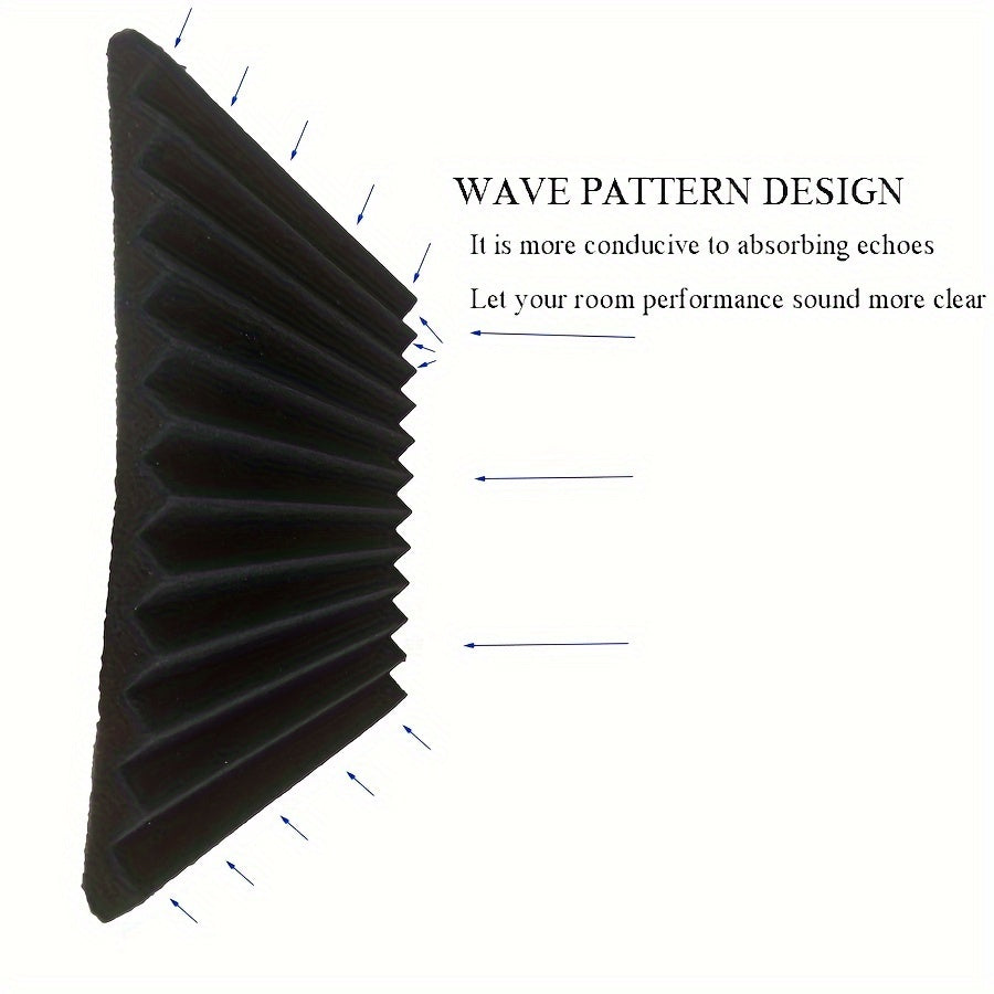 96 Pieces Black Acoustic Foam Wall Panels 30.48x30.48x6.35 cm Soundproof Wedge