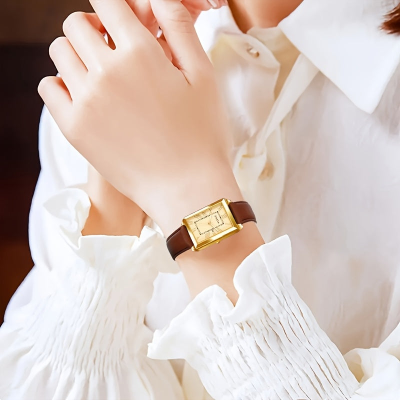 Ladies Quartz Watch Alloy Square Analog Shock-Resistant Fashionable Non-Waterproof
