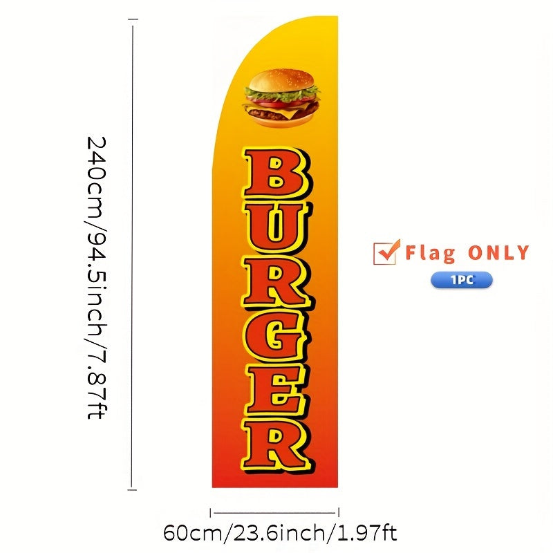 Outdoor Advertising Flag Polyester Digital Printed for Promoting Hamburger Products 110G Warp-Knitted Fabric