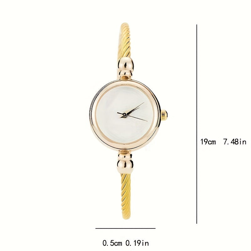 Ladies' Stylish Leather Bracelet Watch with Unique and Luxurious Design
