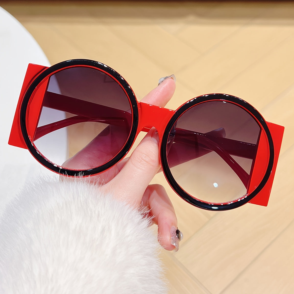 Gafas redondas de estilo Y2K unisex con bloques de color para fiestas de disfraces y clubes