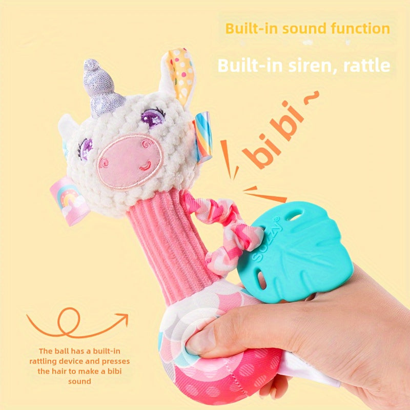 Juguete de sirena y unicornio de peluche para bebés con sonajero, regalo de poliéster suave para recién nacidos