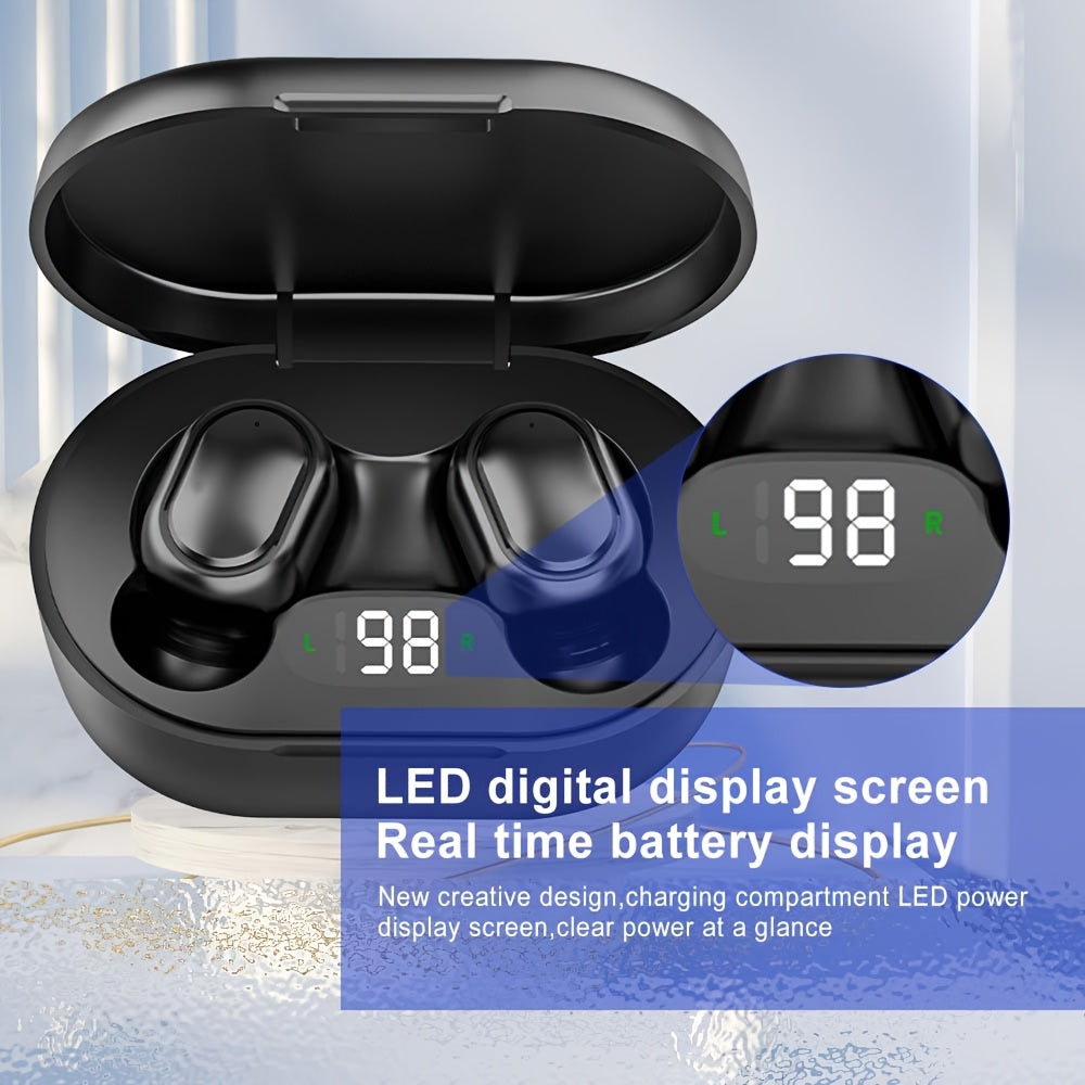 Wireless Earbuds with LED Display Rechargeable USB Charging Built-in Mic for Sports and Gaming